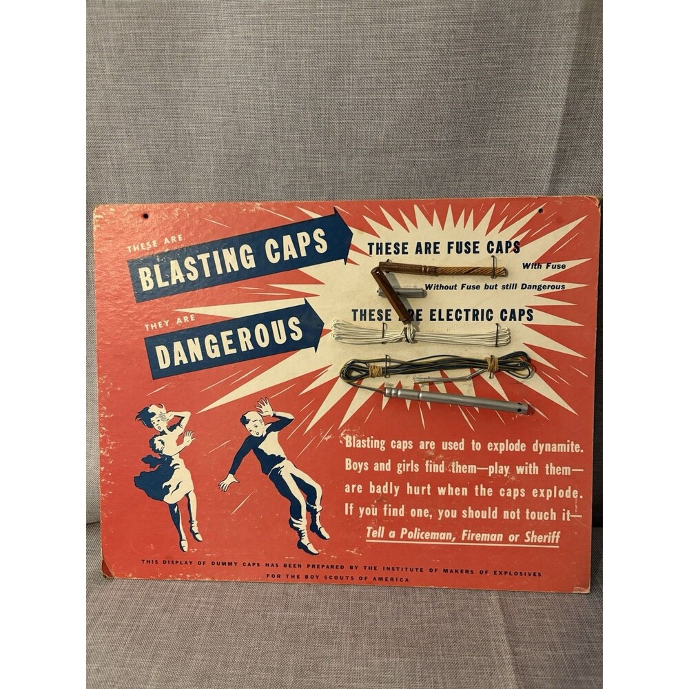 Vintage 1960’s Blasting Cap Safety Display For The Boy Scouts Of America